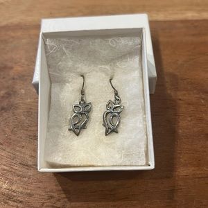 Silver Owl drop earrings 1”. New.